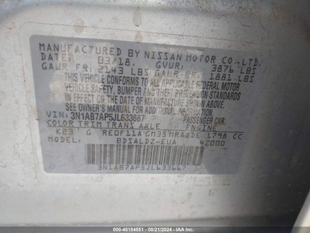 Photo 8 VIN: 3N1AB7AP5JL633667 - NISSAN SENTRA 