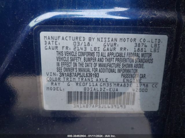 Photo 8 VIN: 3N1AB7AP5JL639193 - NISSAN SENTRA 