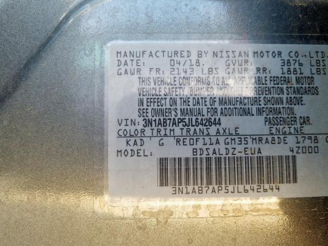 Photo 9 VIN: 3N1AB7AP5JL642644 - NISSAN SENTRA S 