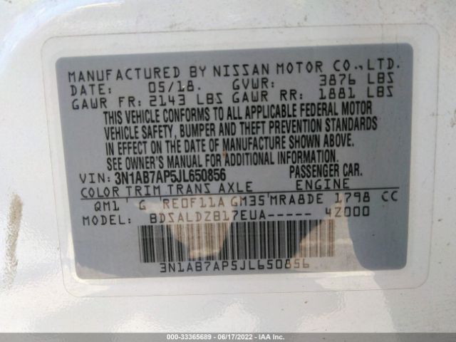 Photo 8 VIN: 3N1AB7AP5JL650856 - NISSAN SENTRA 