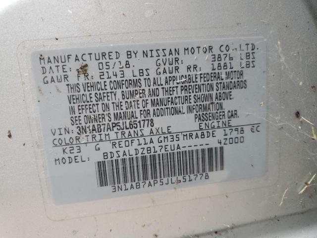 Photo 11 VIN: 3N1AB7AP5JL651778 - NISSAN SENTRA S 