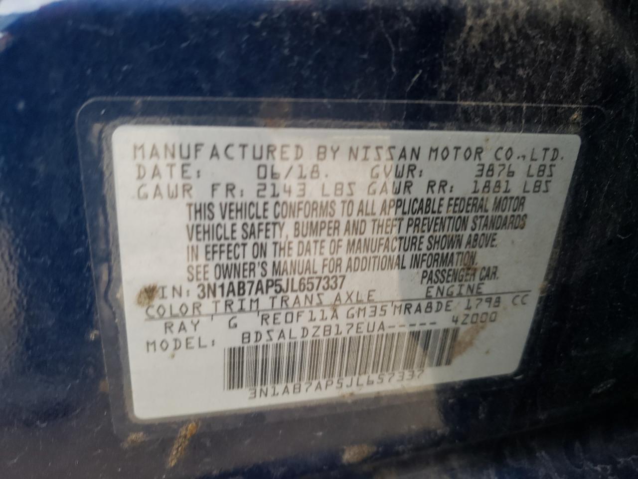 Photo 11 VIN: 3N1AB7AP5JL657337 - NISSAN SENTRA 