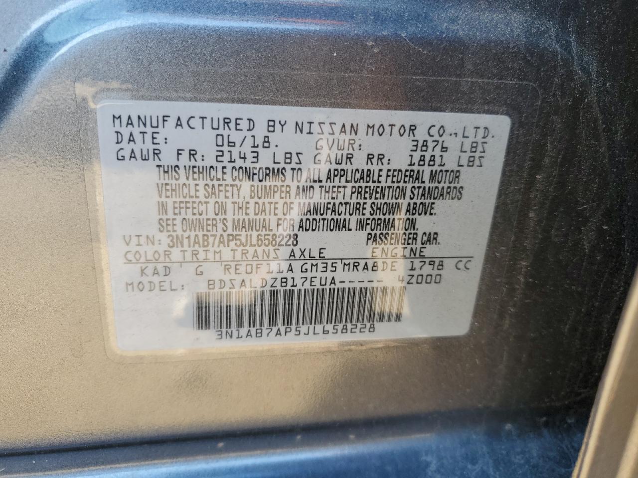 Photo 12 VIN: 3N1AB7AP5JL658228 - NISSAN SENTRA 