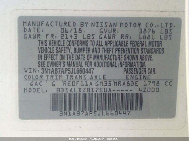 Photo 8 VIN: 3N1AB7AP5JL660447 - NISSAN SENTRA 