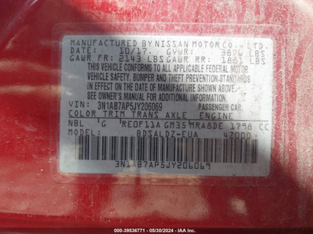 Photo 8 VIN: 3N1AB7AP5JY206069 - NISSAN SENTRA 