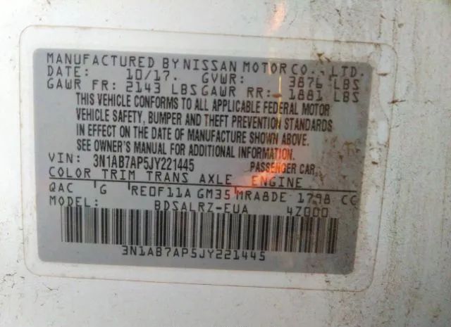 Photo 8 VIN: 3N1AB7AP5JY221445 - NISSAN SENTRA 