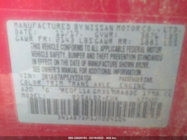 Photo 8 VIN: 3N1AB7AP5JY224104 - NISSAN SENTRA 