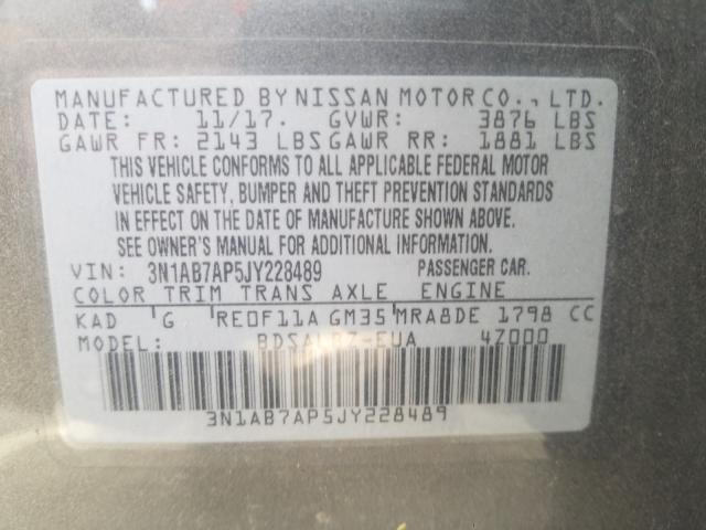 Photo 9 VIN: 3N1AB7AP5JY228489 - NISSAN SENTRA S 