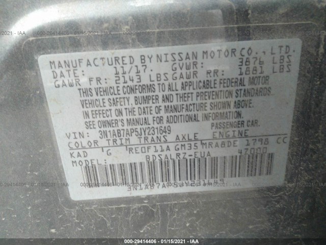 Photo 8 VIN: 3N1AB7AP5JY231649 - NISSAN SENTRA 