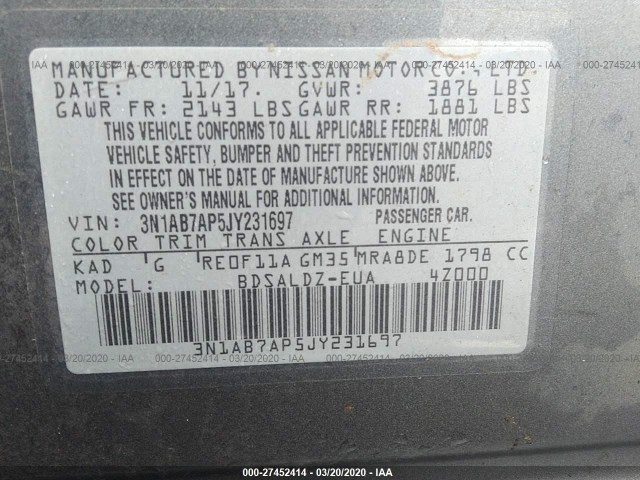 Photo 8 VIN: 3N1AB7AP5JY231697 - NISSAN SENTRA 