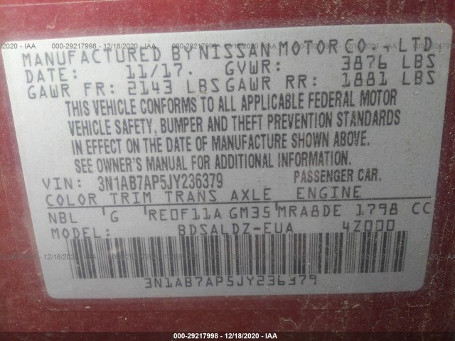 Photo 8 VIN: 3N1AB7AP5JY236379 - NISSAN SENTRA 