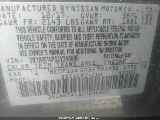 Photo 8 VIN: 3N1AB7AP5JY246880 - NISSAN SENTRA 