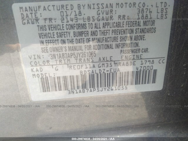 Photo 8 VIN: 3N1AB7AP5JY261055 - NISSAN SENTRA 