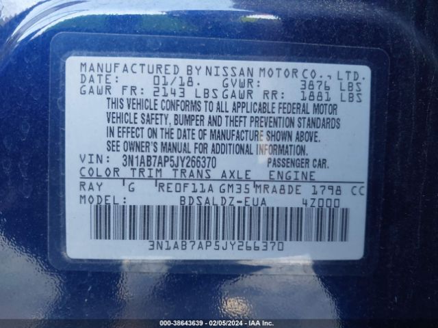 Photo 8 VIN: 3N1AB7AP5JY266370 - NISSAN SENTRA 