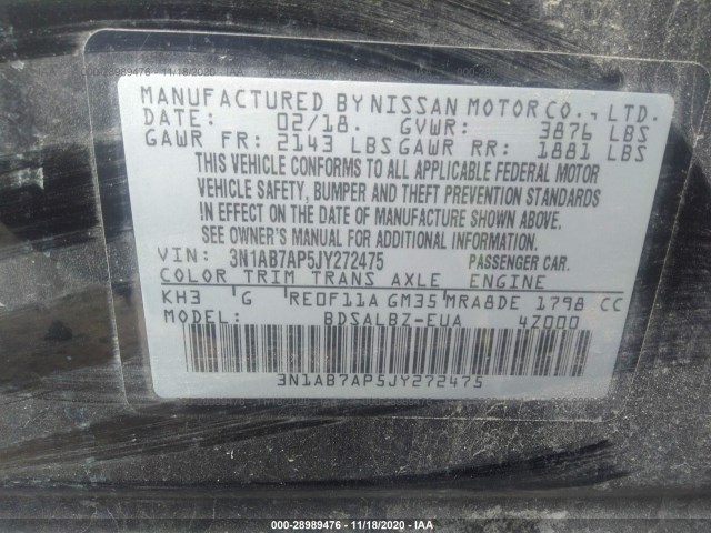 Photo 8 VIN: 3N1AB7AP5JY272475 - NISSAN SENTRA 