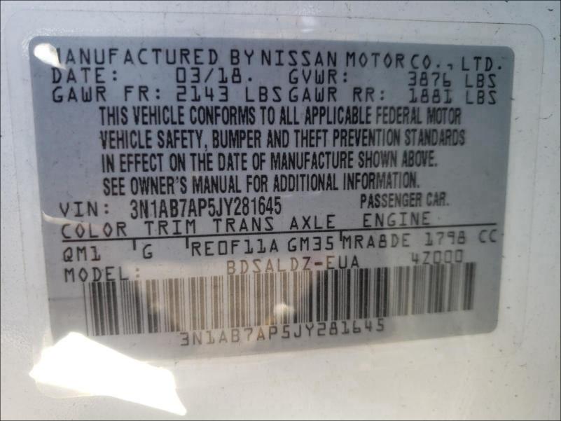 Photo 9 VIN: 3N1AB7AP5JY281645 - NISSAN SENTRA S 