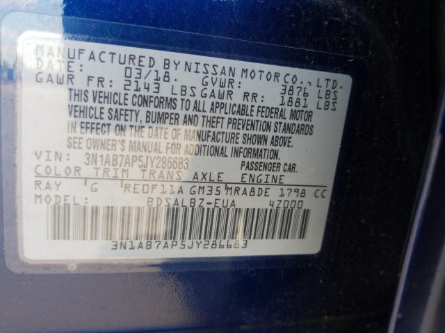 Photo 9 VIN: 3N1AB7AP5JY286683 - NISSAN SENTRA S 