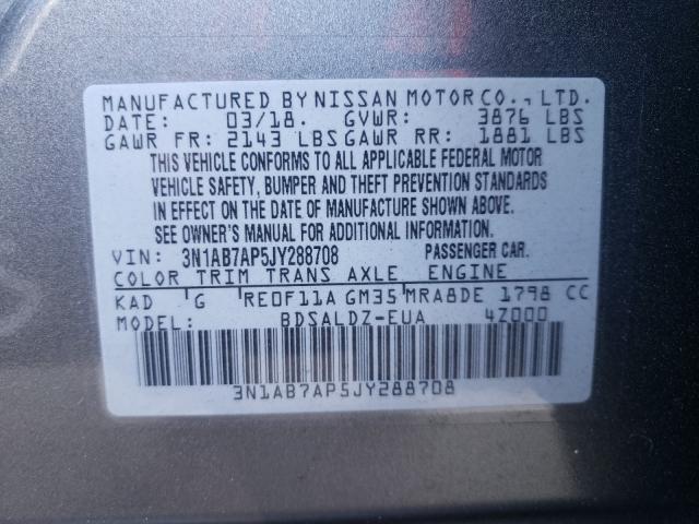 Photo 9 VIN: 3N1AB7AP5JY288708 - NISSAN SENTRA S 