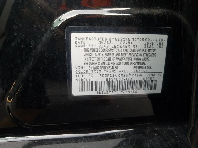 Photo 9 VIN: 3N1AB7AP5JY294850 - NISSAN SENTRA S 