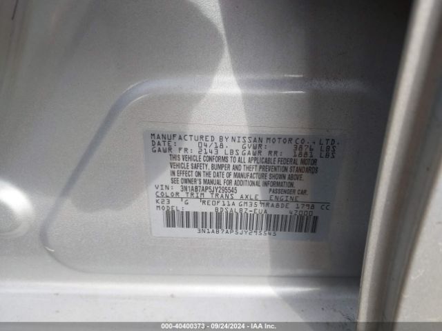 Photo 8 VIN: 3N1AB7AP5JY295545 - NISSAN SENTRA 