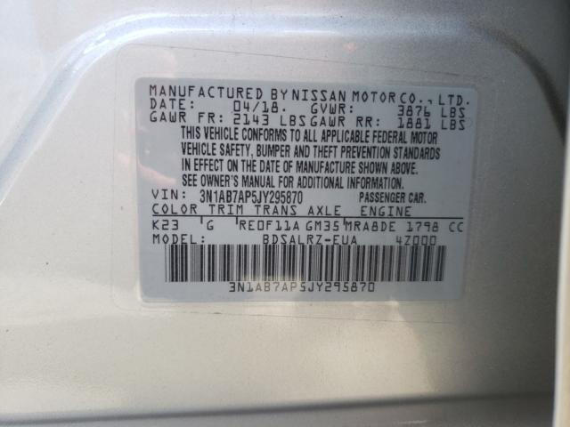 Photo 9 VIN: 3N1AB7AP5JY295870 - NISSAN SENTRA S 