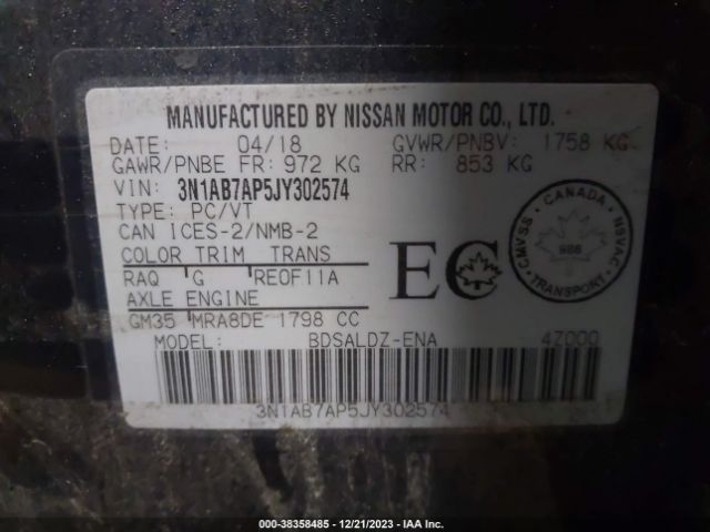 Photo 8 VIN: 3N1AB7AP5JY302574 - NISSAN SENTRA 