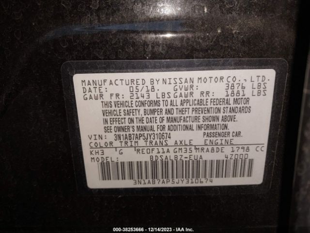 Photo 8 VIN: 3N1AB7AP5JY310674 - NISSAN SENTRA 