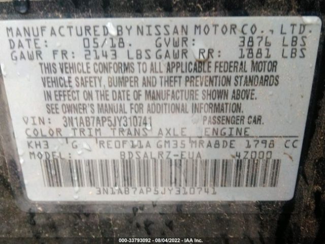 Photo 8 VIN: 3N1AB7AP5JY310741 - NISSAN SENTRA 