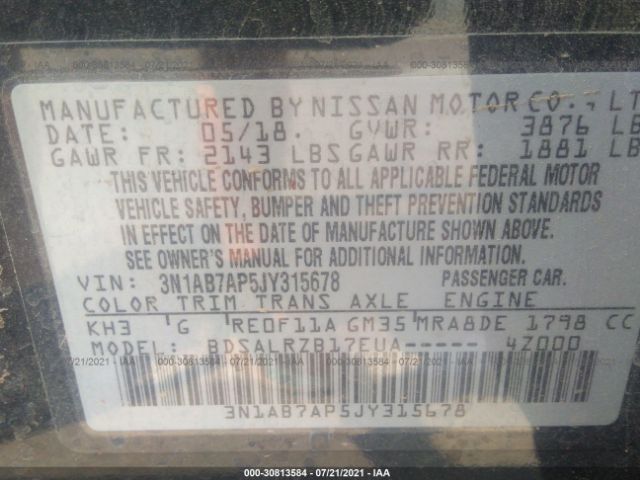 Photo 8 VIN: 3N1AB7AP5JY315678 - NISSAN SENTRA 