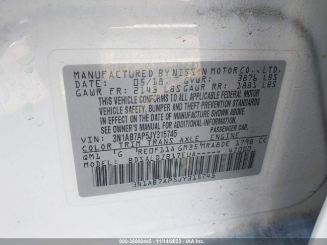 Photo 8 VIN: 3N1AB7AP5JY315745 - NISSAN SENTRA 