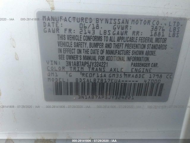 Photo 8 VIN: 3N1AB7AP5JY324221 - NISSAN SENTRA 