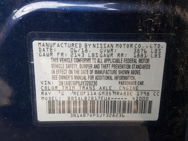 Photo 9 VIN: 3N1AB7AP5JY328236 - NISSAN SENTRA S 