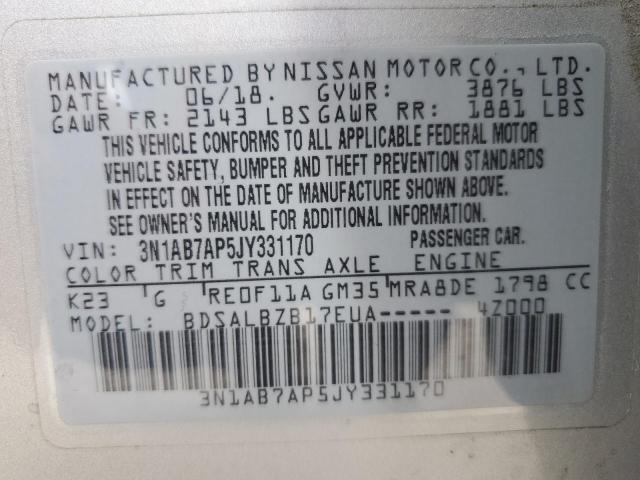 Photo 11 VIN: 3N1AB7AP5JY331170 - NISSAN SENTRA S 