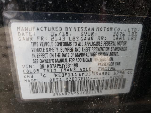 Photo 9 VIN: 3N1AB7AP5JY331198 - NISSAN SENTRA S 