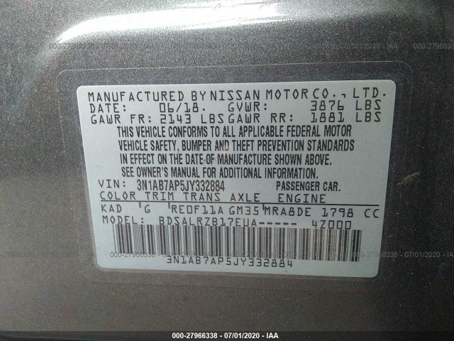 Photo 8 VIN: 3N1AB7AP5JY332884 - NISSAN SENTRA 