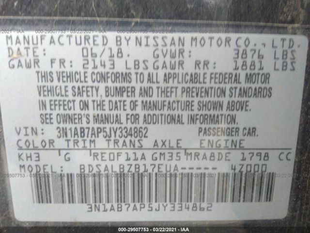 Photo 8 VIN: 3N1AB7AP5JY334862 - NISSAN SENTRA 