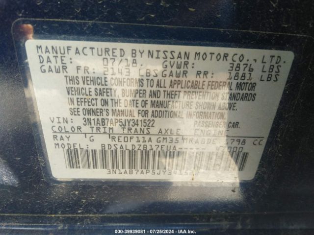 Photo 8 VIN: 3N1AB7AP5JY341522 - NISSAN SENTRA 