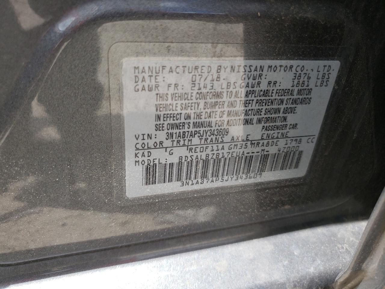 Photo 11 VIN: 3N1AB7AP5JY343609 - NISSAN SENTRA 