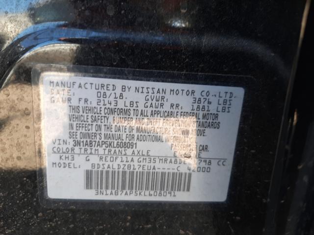 Photo 9 VIN: 3N1AB7AP5KL608091 - NISSAN SENTRA S 