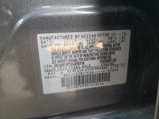 Photo 9 VIN: 3N1AB7AP5KL610116 - NISSAN SENTRA S 