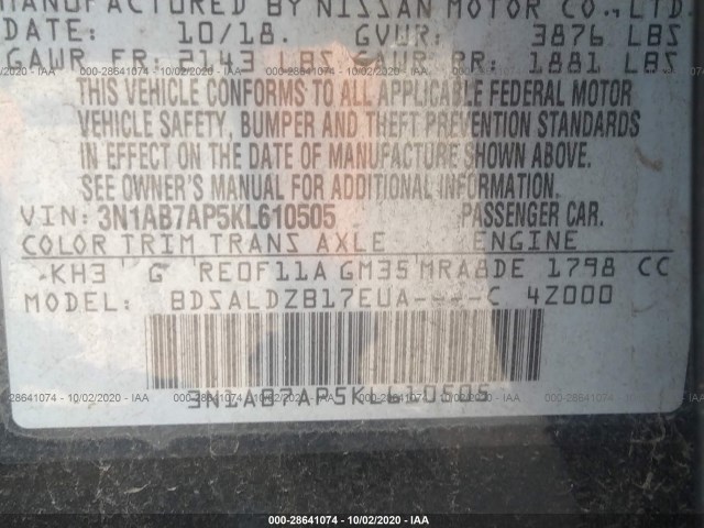 Photo 8 VIN: 3N1AB7AP5KL610505 - NISSAN SENTRA 