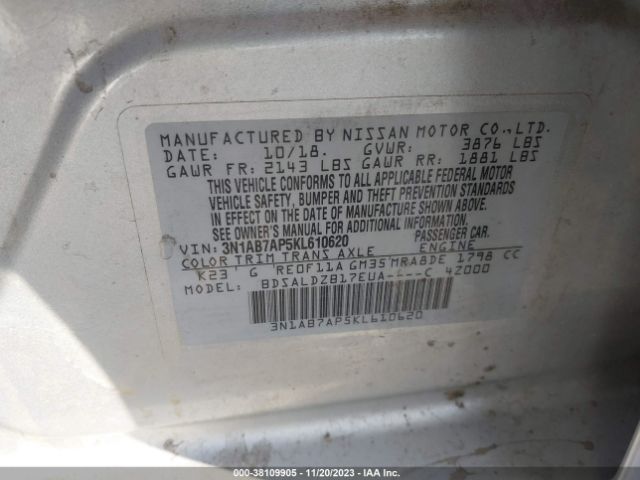 Photo 8 VIN: 3N1AB7AP5KL610620 - NISSAN SENTRA 