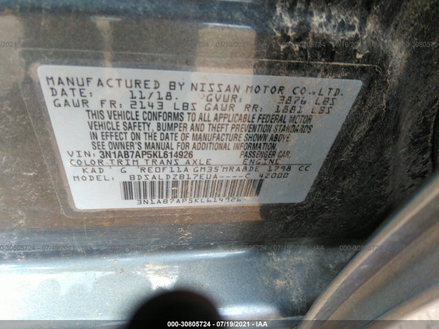 Photo 8 VIN: 3N1AB7AP5KL614926 - NISSAN SENTRA 