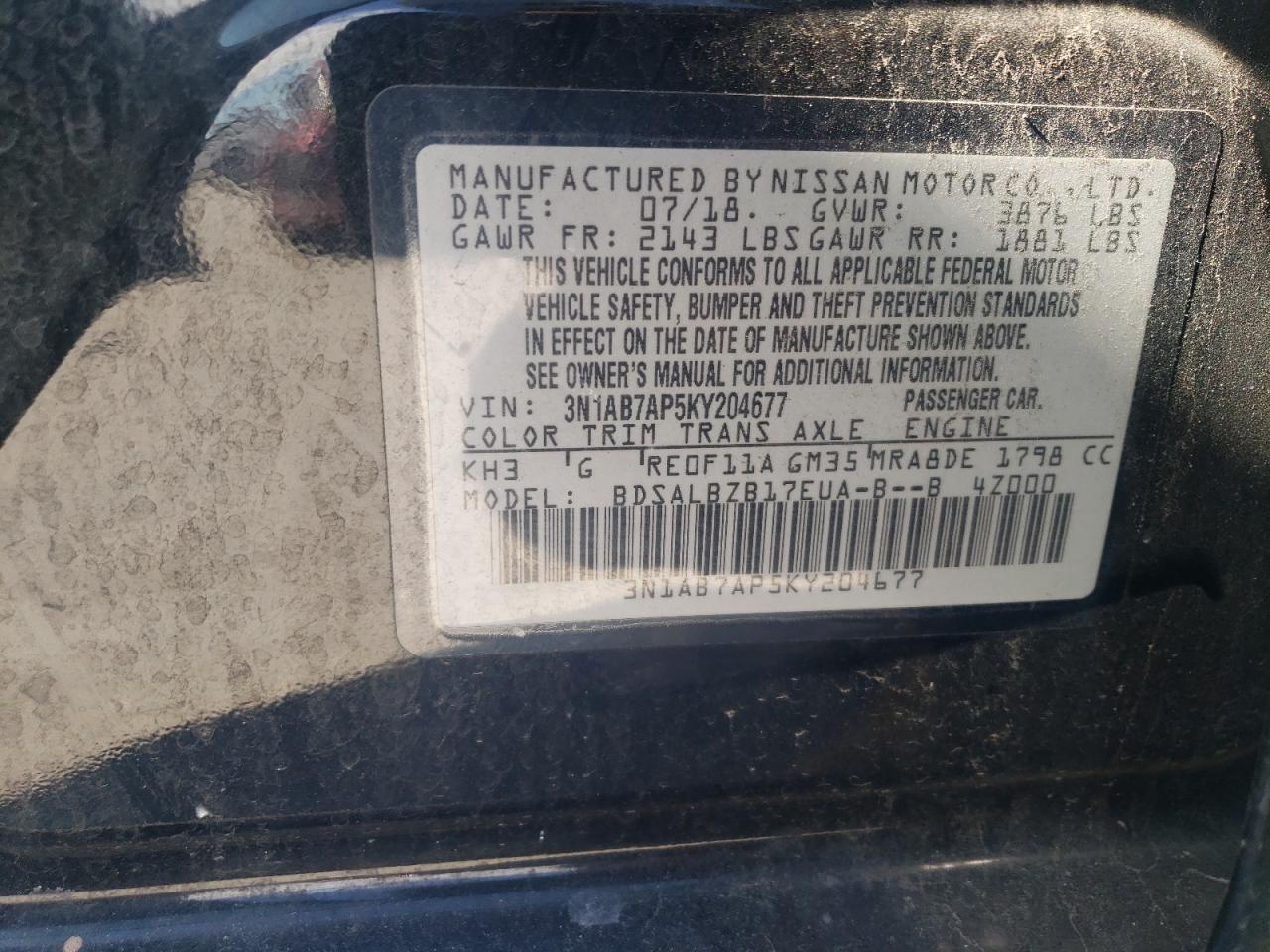 Photo 11 VIN: 3N1AB7AP5KY204677 - NISSAN SENTRA 