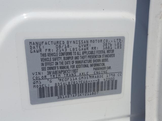 Photo 9 VIN: 3N1AB7AP5KY211807 - NISSAN SENTRA S 