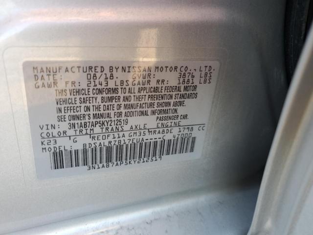 Photo 9 VIN: 3N1AB7AP5KY212519 - NISSAN SENTRA S 