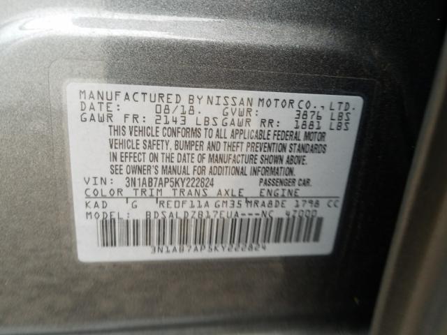 Photo 9 VIN: 3N1AB7AP5KY222824 - NISSAN SENTRA S 