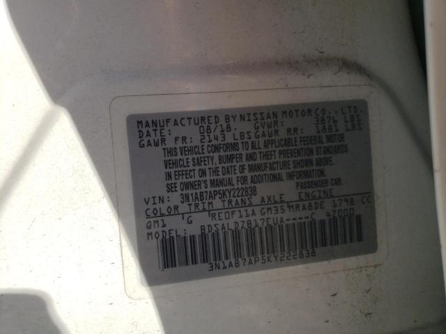 Photo 9 VIN: 3N1AB7AP5KY222838 - NISSAN SENTRA S 