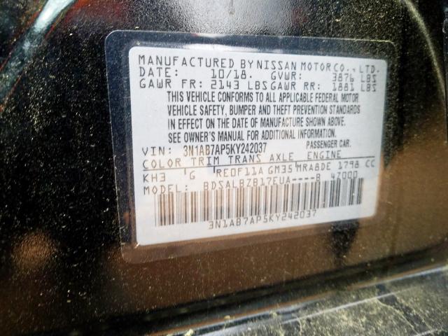 Photo 9 VIN: 3N1AB7AP5KY242037 - NISSAN SENTRA S 