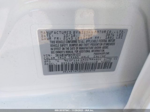 Photo 8 VIN: 3N1AB7AP5KY251272 - NISSAN SENTRA 